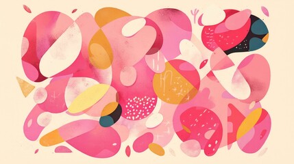 Wall Mural - Artwork featuring a pink oval pattern design