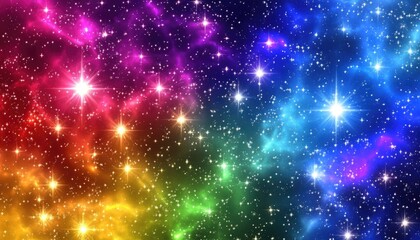 Poster - Bright multicolor 2D cartoon design featuring space stars Radiant illustration of sky stars on an abstract background perfect for astrology themed websites