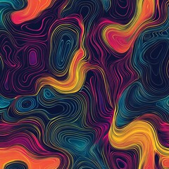 Poster - Abstract colorful wavy line pattern design