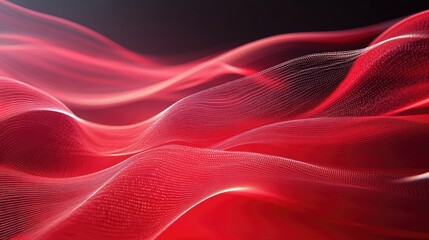 Poster - Red digital backdrop featuring flowing curved lines Illustration