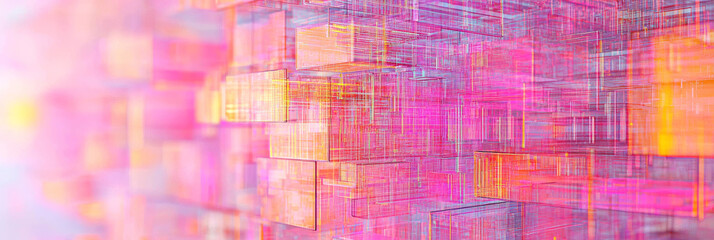 Canvas Print - Abstract digital background with pink, orange, and yellow hues.