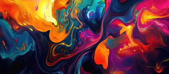 Vibrant abstract background featuring a dynamic mix of colors and chaotic elements A psychedelic and surreal visual art piece