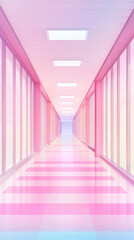 Sticker - Pastel pink hallway with striped floor.