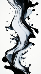 Wall Mural - Abstract black liquid splash on white background.