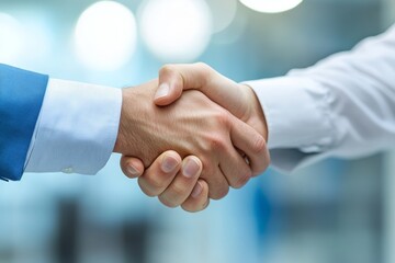 Close-up of two hands shaking, symbolizing a business deal or partnership.