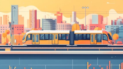 Wall Mural - City Train Illustration.