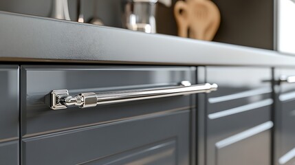 Poster - Close-Up of a Modern Kitchen Cabinet Handle