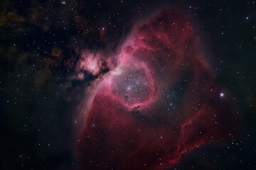 Wall Mural - rosette nebula in milky way galaxy background. luminous star cluster shines brightly in dark space. 