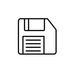 Poster - Floppy disk linear icon, vector flat black simple trendy style illustration for web and app..eps