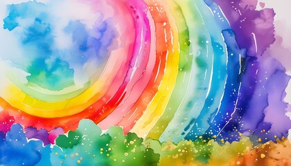 Wall Mural - Colorful watercolor rainbow embodying hope, positivity, and diversity