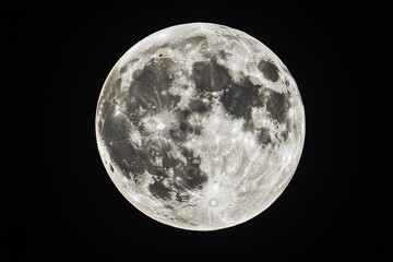 Wall Mural - a close-up photo of the full moon in the night sky, showing its craters and surface details.