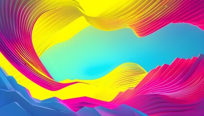 Wall Mural - Vibrant Geometric Abstraction with Dynamic Lines and Shapes in Neon Yellow, Magenta, and Blue