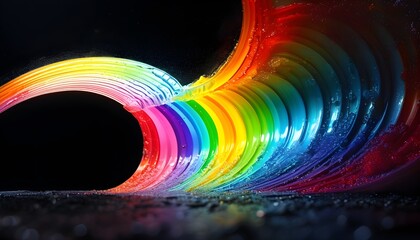 Wall Mural - Vivid Rainbow Arc Against a Dark Canvas