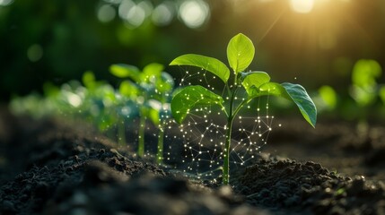 Wall Mural - Young Plant Network.