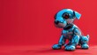 © Mas - Futuristic robot dog wearing a headset on a red background AI generated image