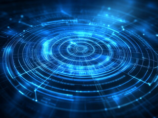 Poster - Blue virtual electronic circle background