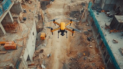 Canvas Print - Drone Construction Site.