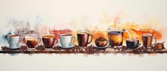 Wall Mural - Colorful Coffee Varieties in Artistic Display