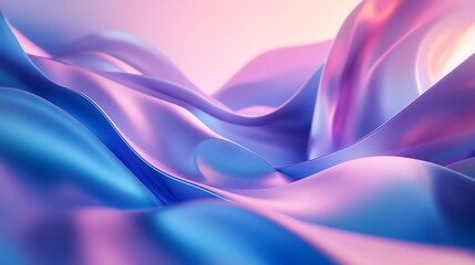 Poster - Abstract 3D  Waves of  Pink and Blue Colors