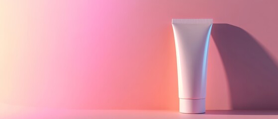 White Tube Mockup on Pink Background with Gradient Lighting.