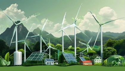 Wall Mural - Innovative Green Energy Solutions for a Sustainable and Eco-Friendly Future