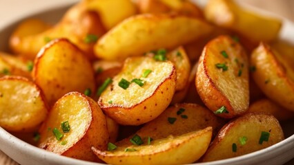 Canvas Print -  Deliciously seasoned potato wedges ready to be savored