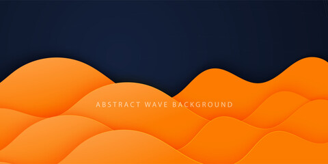 Wall Mural - Abstract geometric dark blue and orange wave theme overlap background for graphic design. Eps10 vector