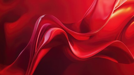 Poster - Abstract red forms and gradients merging into a deep red background, showcasing fluidity and depth