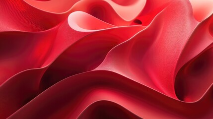 Poster - Abstract red forms and shapes with intricate details and a smooth gradient, showcasing complexity and beauty
