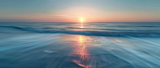 Wall Mural - Tranquil Sunset Over Serene Ocean Waves