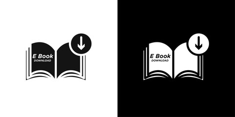 Poster - E book download icon Flat vector set outline