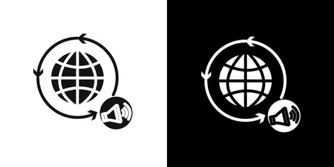 Global campaign icon Flat vector set outline