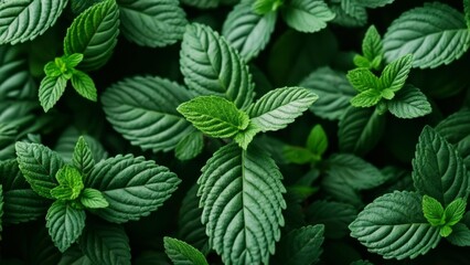 Wall Mural -  Vibrant green leaves of a plant closeup