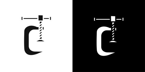 Poster - Vice clamp icon Flat vector set outline
