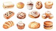 © NATTAKORN - Delectable Bakery Sticker Collection Featuring Miniature Breads and Pastries
