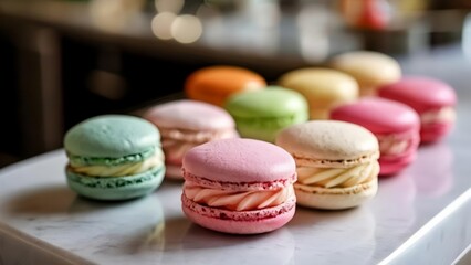 Wall Mural -  Deliciously colorful macarons ready to be savored