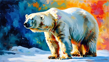 Vibrant Polar Bear Painting: Energetic Nature-Inspired Art for Dynamic Decor and Creative Expressions