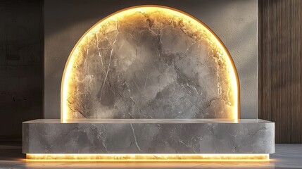 Poster - Elegant Marble Podium Illuminated by Glowing Halo Display Platform