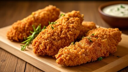 Wall Mural -  Deliciously crispy chicken bites ready to be savored