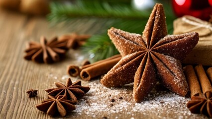 Wall Mural -  Sweet Christmas delight  Cinnamon stars dusted with sugar