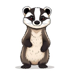 Wall Mural - Badger Standing Upright: Bold Stripes on White