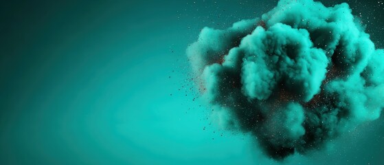 Vibrant Smoke Cloud on Turquoise Background