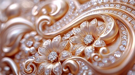 Sticker - Gold and Diamond Floral Design   Luxury Jewelry Detail