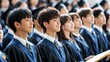 © Sasint - A high school graduation ceremony in Tokyo, with students in uniforms receiving diplomas in a formal, celebratory atmosphere