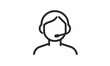 © Eddy Drmwn - Line art icon of a person with a headset, representing customer support or call center.