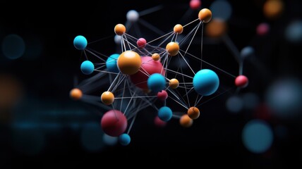 Colorful Molecular Structure on Dark Background