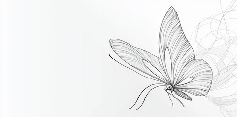 Wall Mural - detailed drawing of a butterfly in one continuous line. a beautiful flying moth for a wellness beaut
