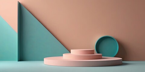 Poster - A pink and blue wall with a triangular shape