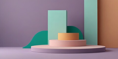 Poster - A colorful set of blocks with a green and pink base and a green