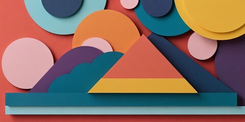 Poster - A colorful abstract painting of mountains